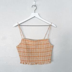 Elodie Peach Smocked Crop Top Extra Large NWOT